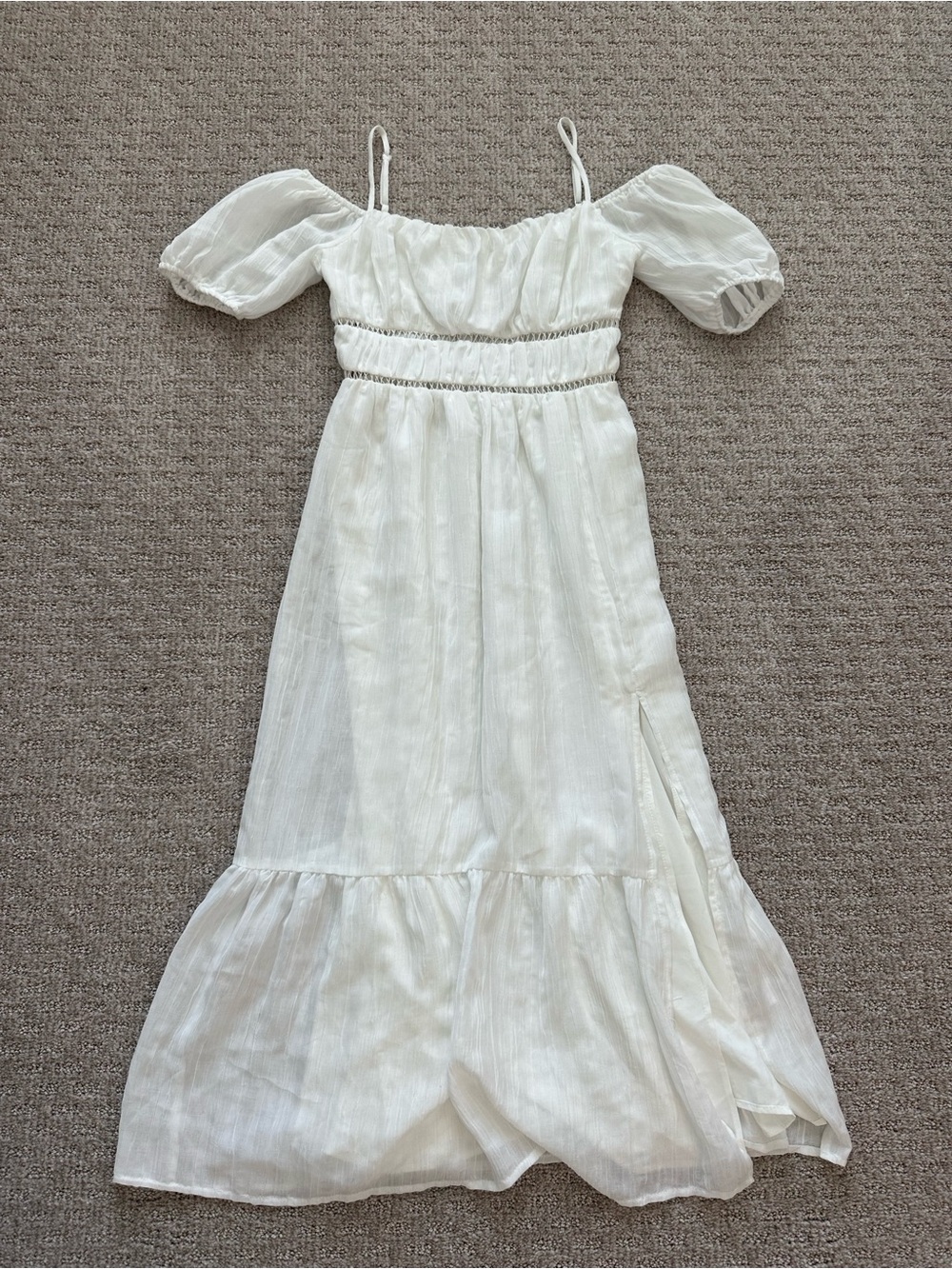 Astr White Off-Shoulder Maxi with Puff Sleeves